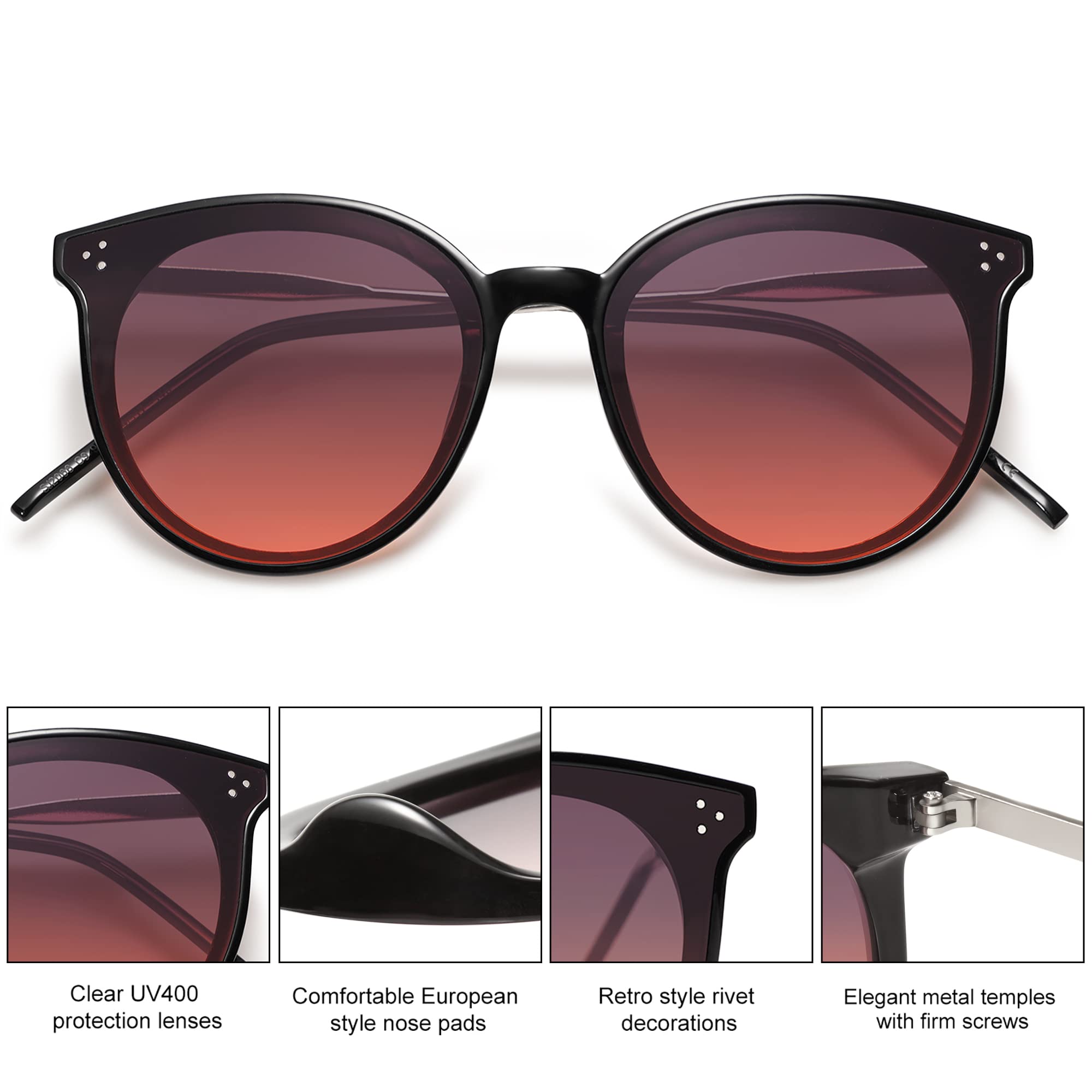 SOJOS Classic Trendy Round Sunglasses Womens Mens Oversized Large Shades UV400 Vacation Sunnies SJ2068 - Image 4