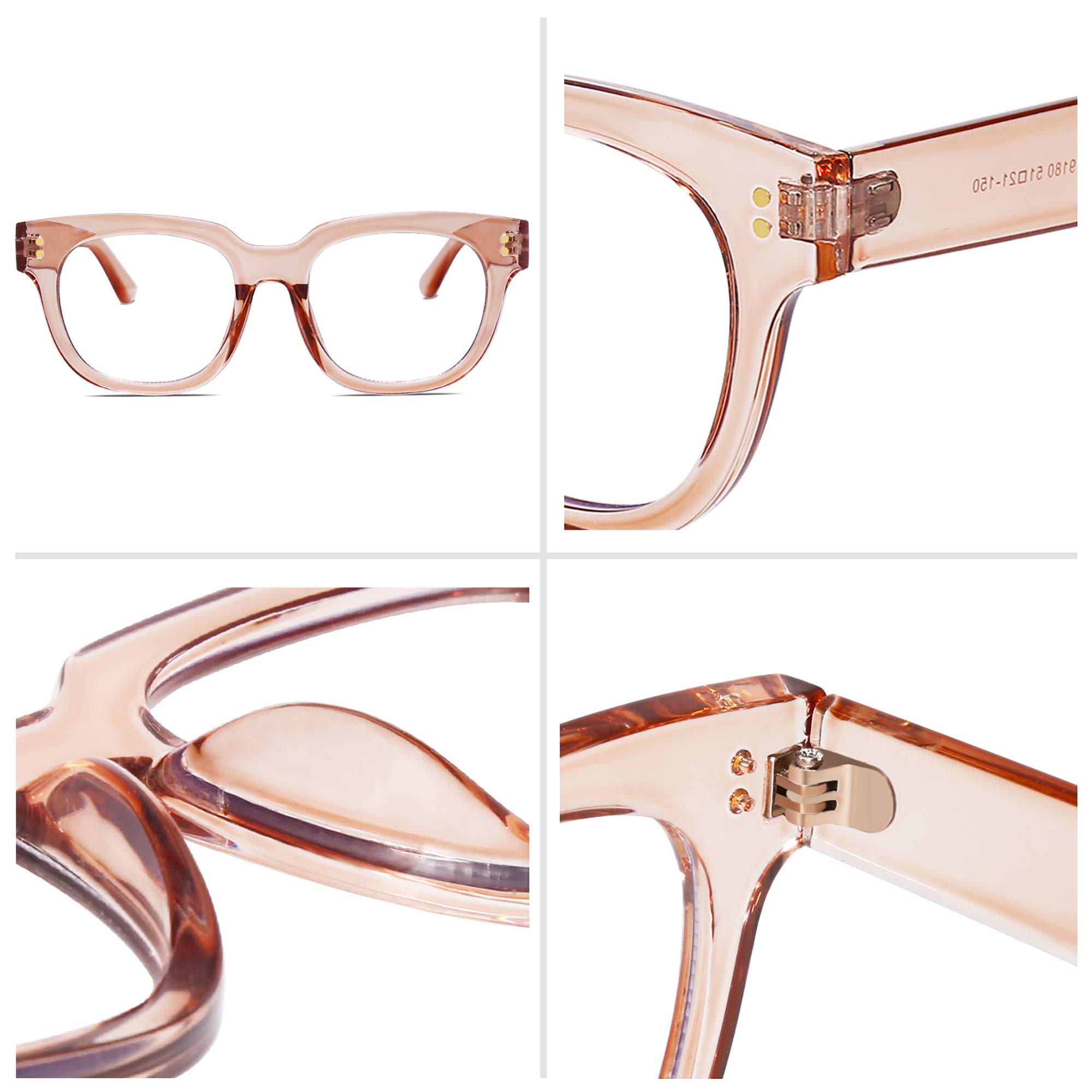 SOJOS Oversized Square Anti Blue Light Blocking Glasses for Women Thick Computer Eyeglasses Double Metal Studs SJ5053B - Image 4