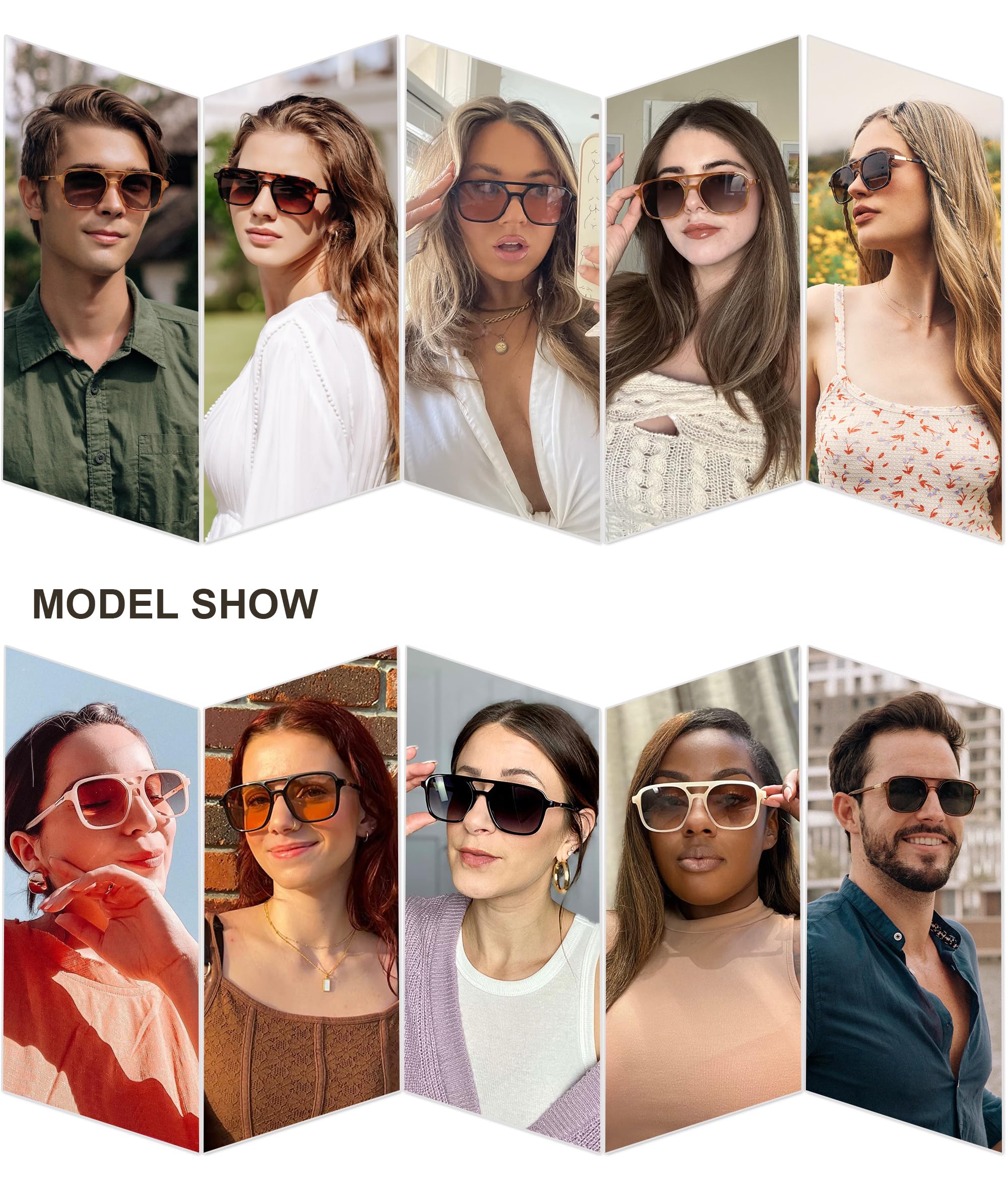 SOJOS Retro Aviator Sunglasses for Women Men,Trendy Rectangle Womens Mens Shades Sun Glasses SJ2202 - Image 3