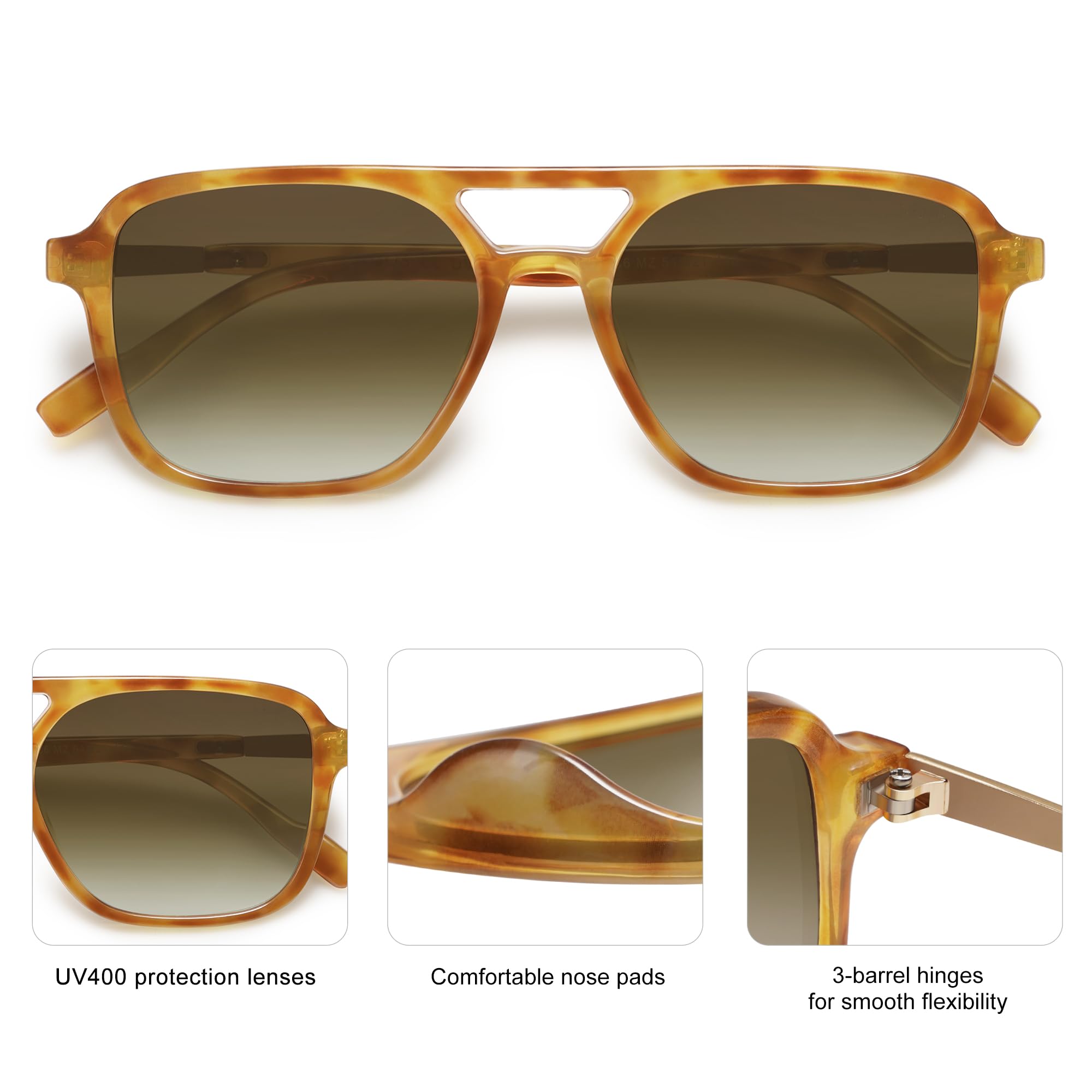 SOJOS Retro Aviator Sunglasses for Women Men,Trendy Rectangle Womens Mens Shades Sun Glasses SJ2202 - Image 5
