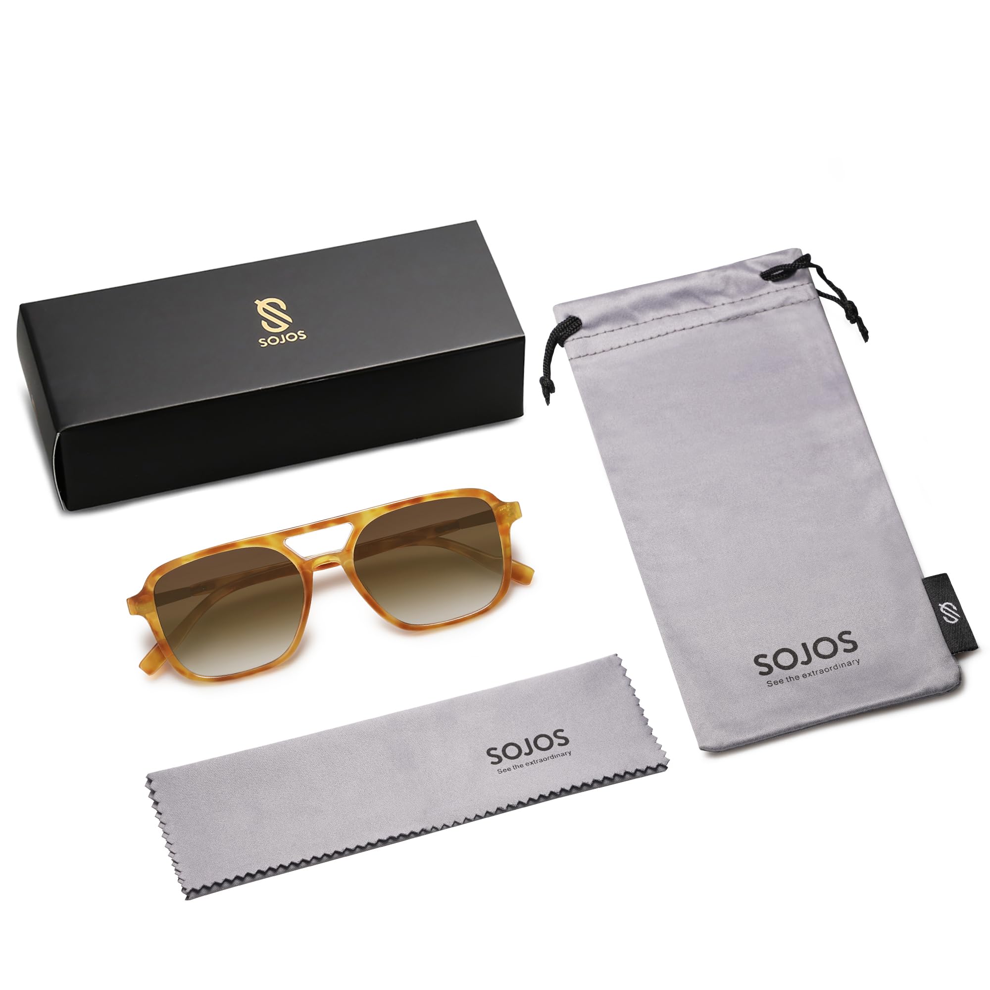 SOJOS Retro Aviator Sunglasses for Women Men,Trendy Rectangle Womens Mens Shades Sun Glasses SJ2202 - Image 6