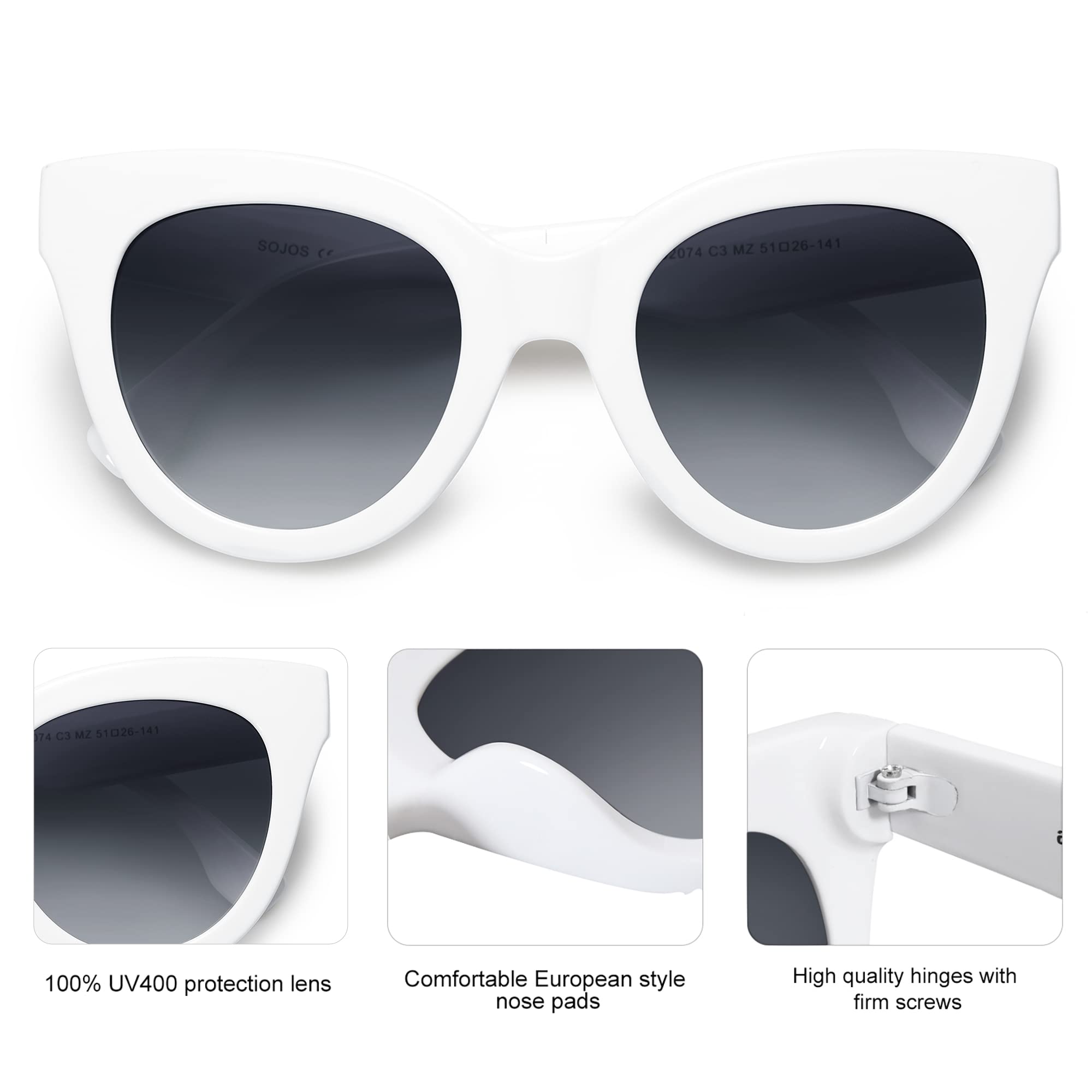 SOJOS Retro Oversized Cateye Sunglasses for Women Large Vintage Trendy Shades SJ2074 - Image 3