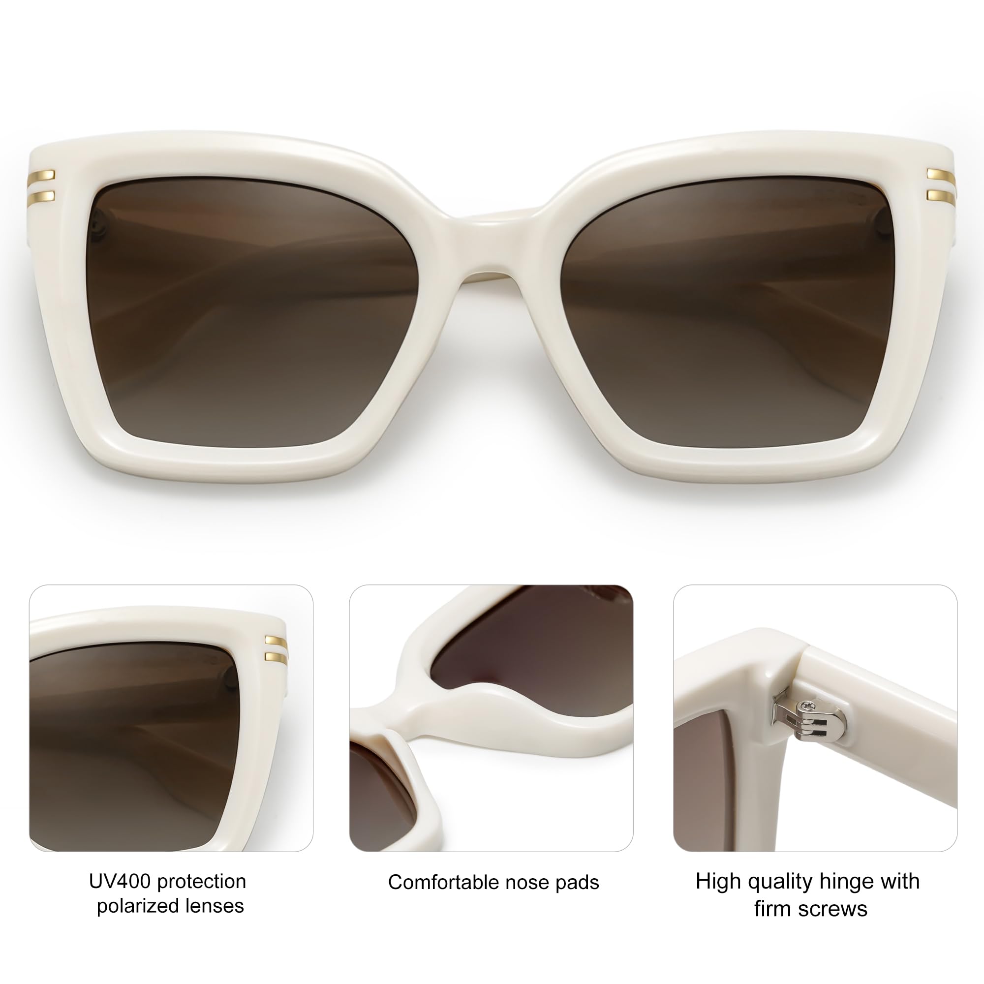 SOJOS Retro Oversized Polarized Cat Eye Sunglasses Womens Vintage Shades Trendy Stylish Sunnies SJ2291 - Image 4