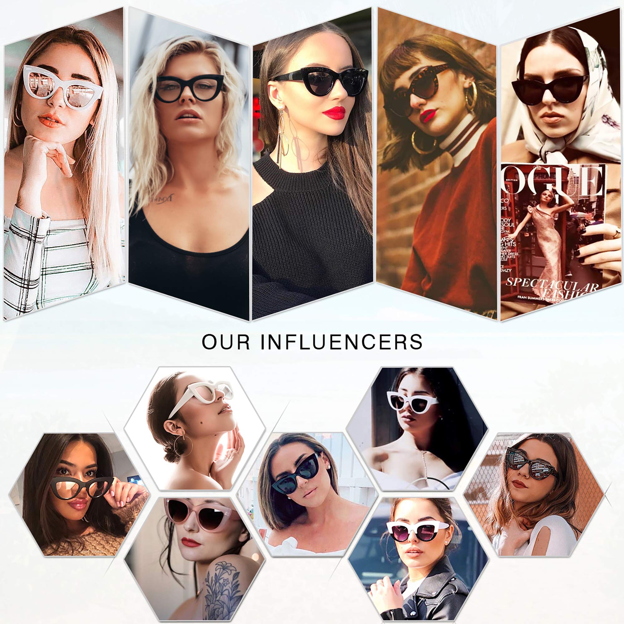 SOJOS Retro Small Vintage Cat Eye Sunglasses for Women Cute Fashion UV400 Sunnies SJ2939 - Image 3