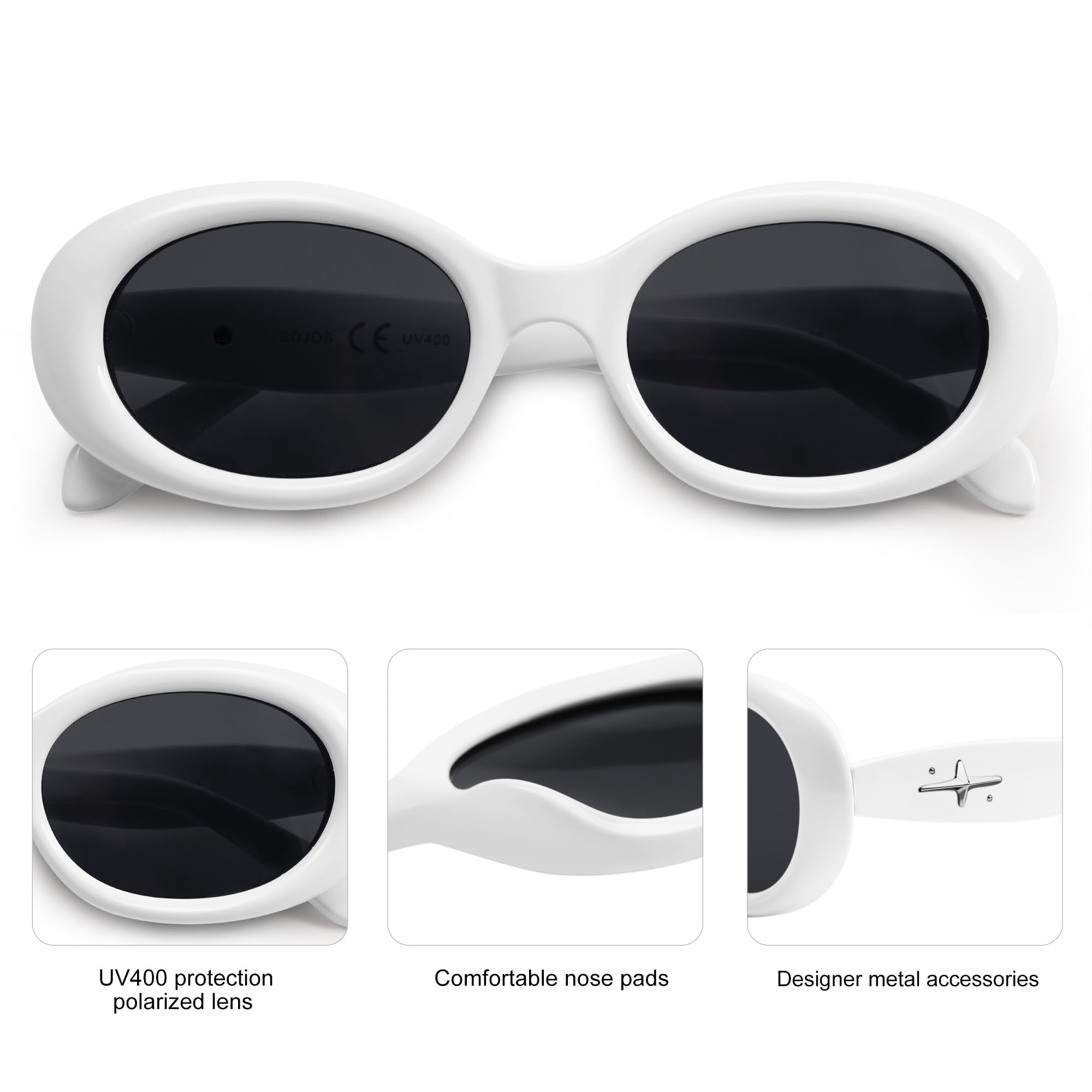 SOJOS Small Retro Oval Polarized Sunglasses for Women Men 90s Vintage UV400 Protection Tiny Sun Glasses SJ2286 - Image 4