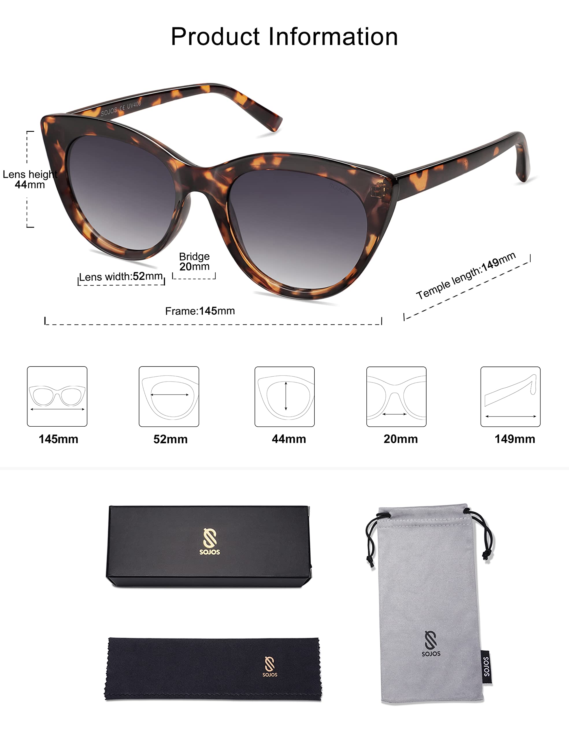 SOJOS Trendy Polarized Sunglasses for Women,Retro Cat Eye Womens Sun Glasses SJ2221 - Image 5