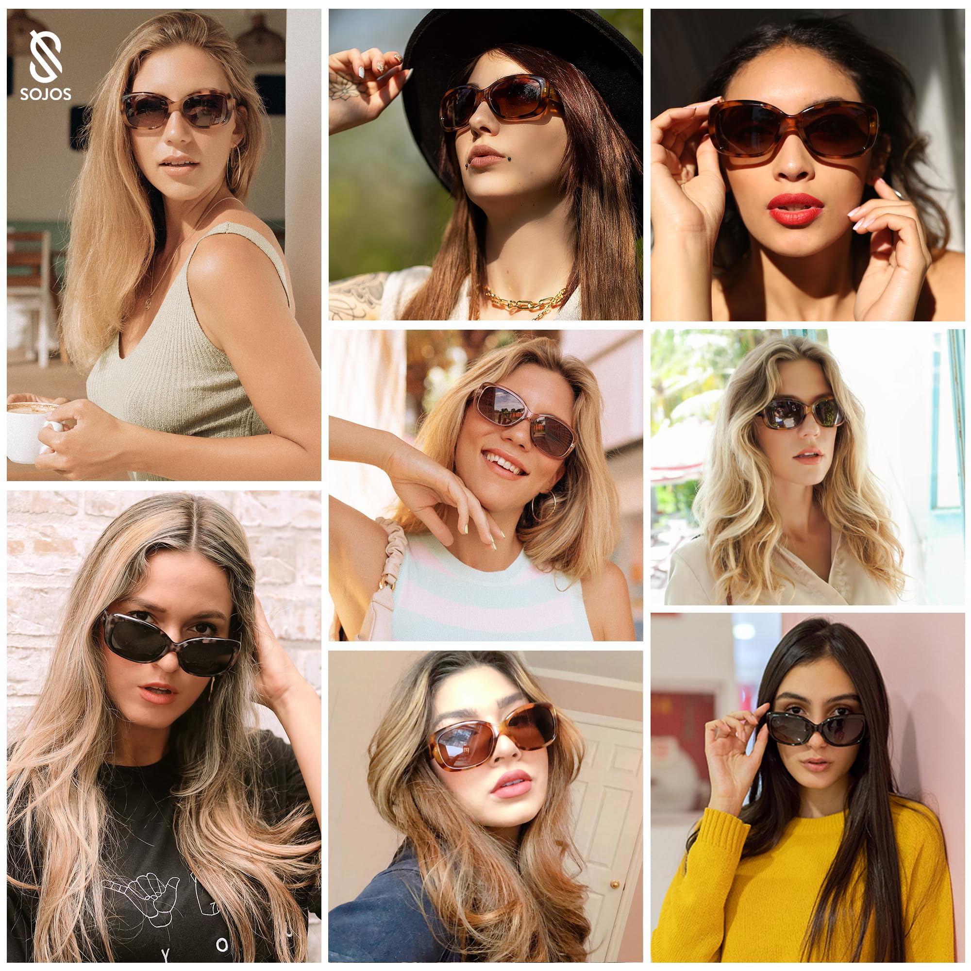 SOJOS Vintage Square Sunglasses for Women Polarized UV Protection Havana Frame SJ2111 - Image 3