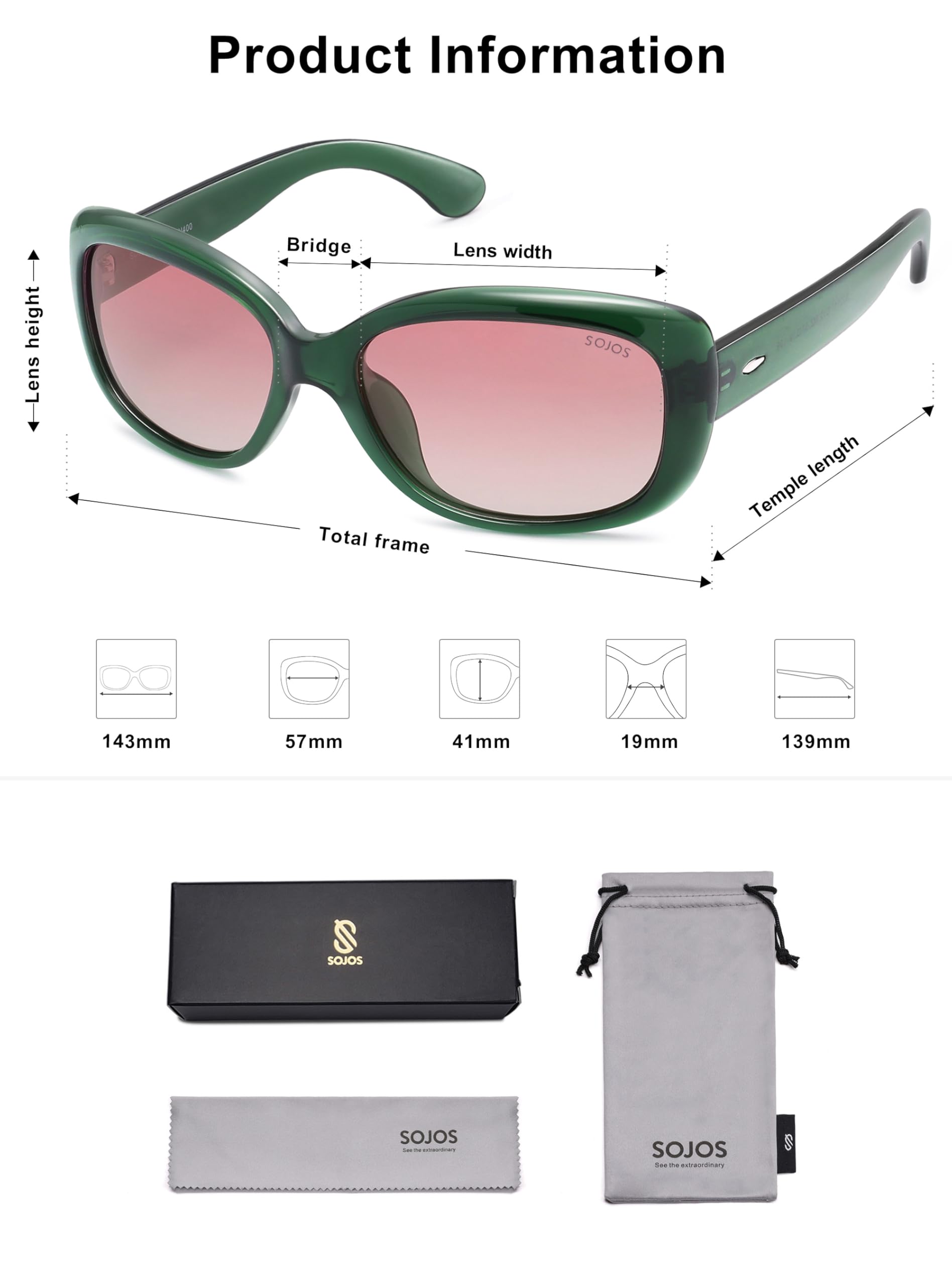 SOJOS Vintage Square Sunglasses for Women Polarized UV Protection Havana Frame SJ2111 - Image 5